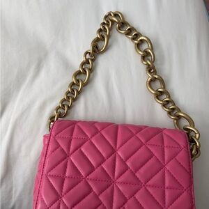 Pink Quilted Chain Shoulder Bag